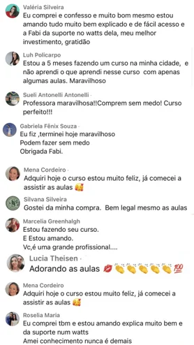 Depoimentos de alunas satisfeitas com o curso